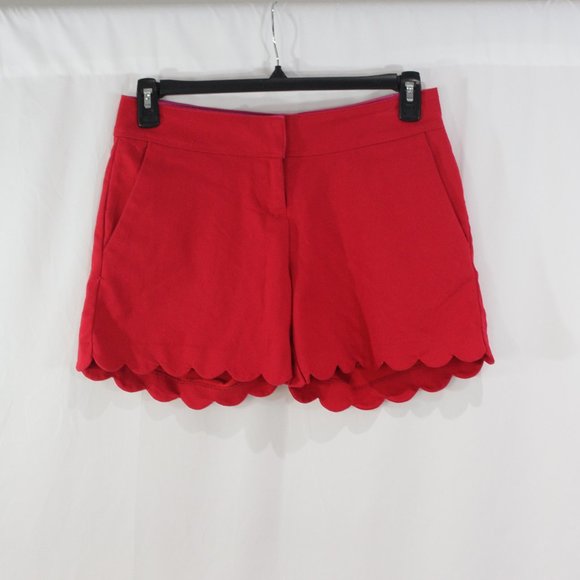 Isaac Mizrahi Pants - Isaac Mizrahi Red Scalloped Hem Shorts